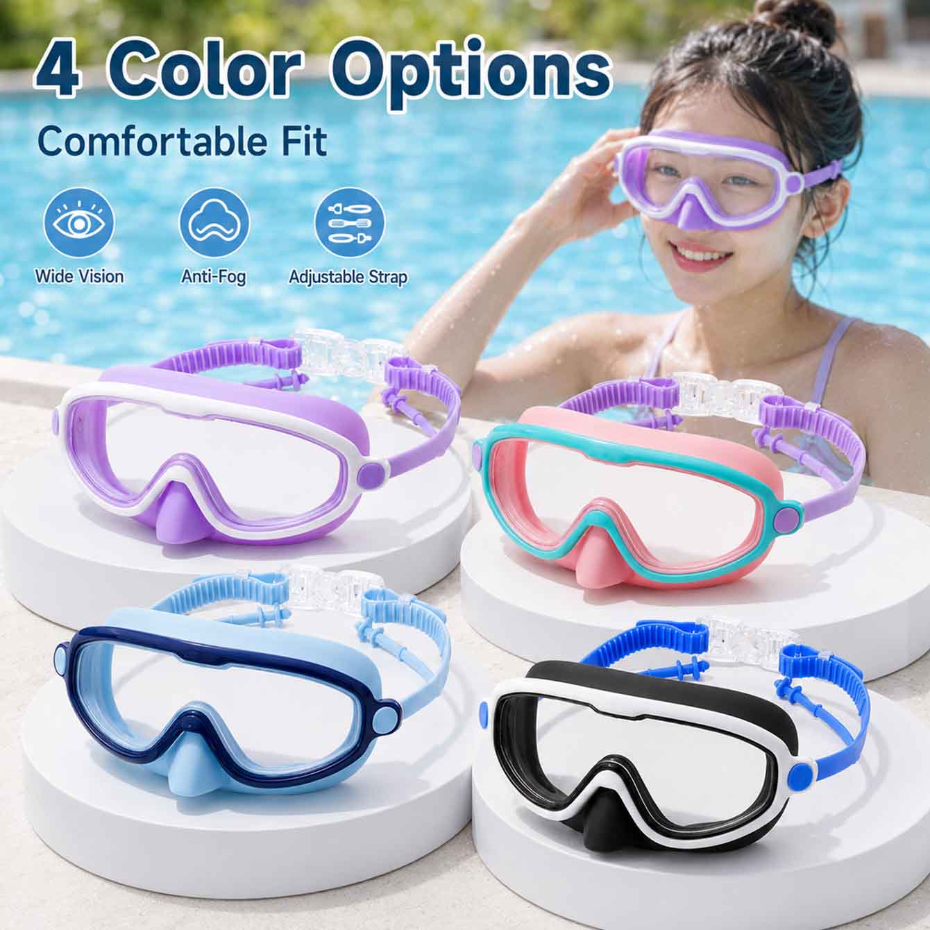 Swimming Goggles Anti Fog - نظارات سباحة للأطفال عالية الوضوح مضادة