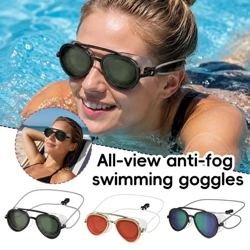 Swimming Goggles Anti Fog - نظارات سباحة دائرية عتيقة الطراز مضادة